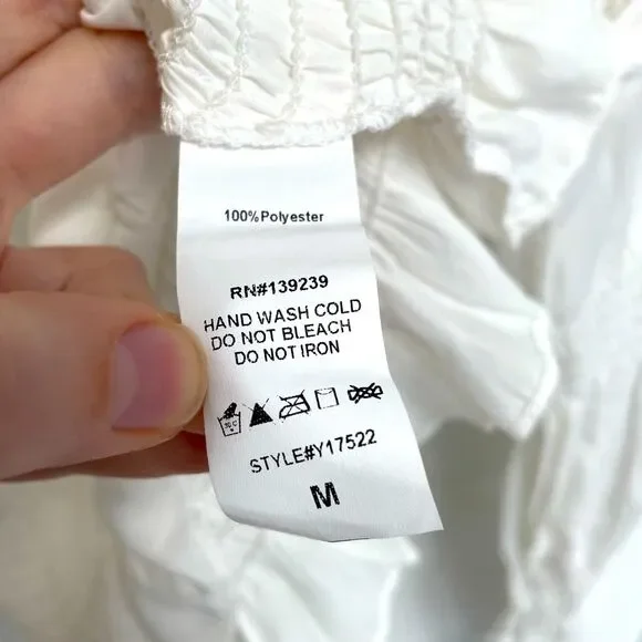 Impeccable Pig White Cropped Long Sleeve Elastic Waist Crew Neck Women’s Size M - Picture 6 of 7